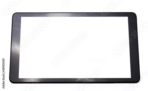 Black tablet computer isolated on white background