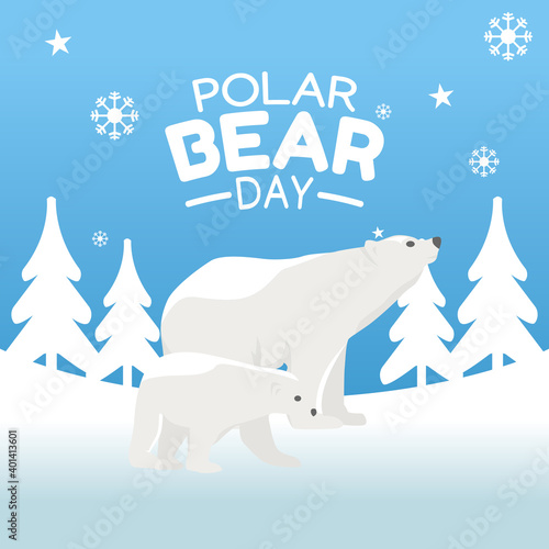 vector graphic of polar bear day good for polar bear day celebration. flat design. flyer design.flat illustration.