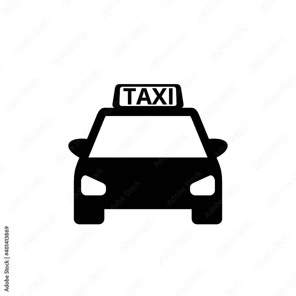 Simple illustration of taxi car icon for web design isolated on white background