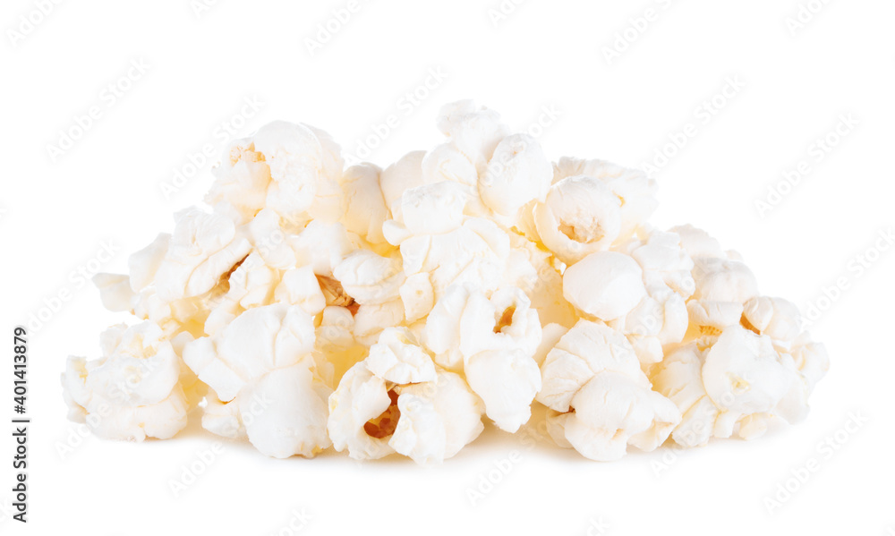 Tasty Popcorn snack closeup isolated on white background Tasty Popcorn snack closeup isolated on white background