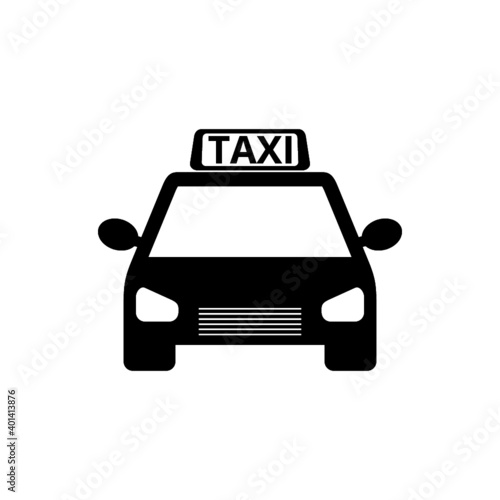 Simple illustration of taxi car icon for web design isolated on white background