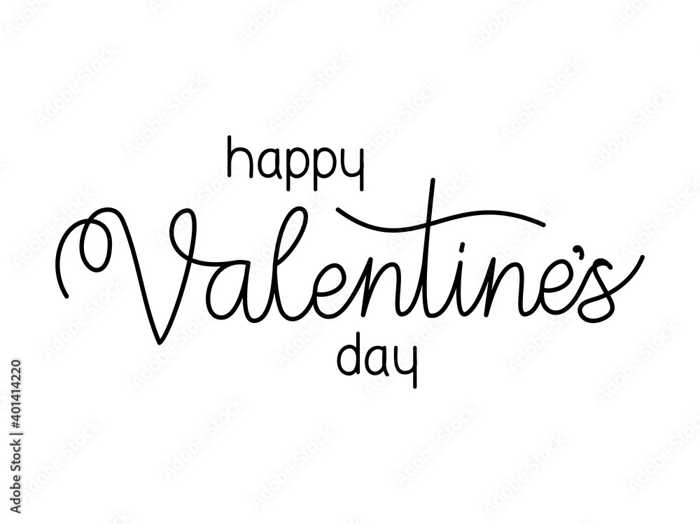 happy valentines day lettering on a white background