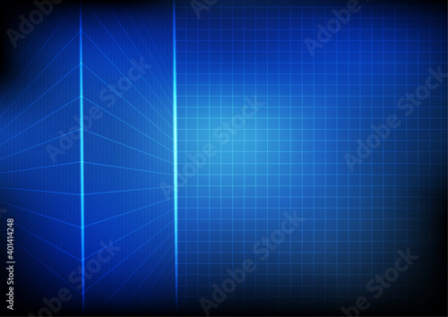 Vector   Perspective grid network on blue background