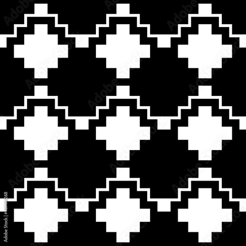 Inca crosses seamless pattern. Ethnic ornament. Folk background. Geometric wallpaper. Grid image. Tribal motif. Ancient mosaic. Digital paper, web design, textile print, abstract. Vector artwork.