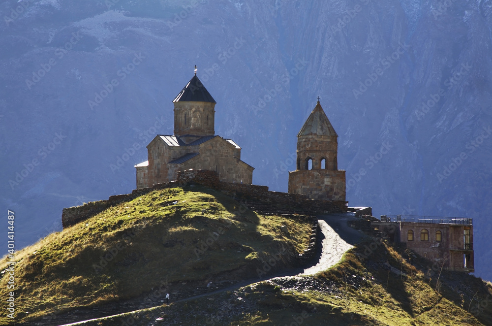 Gergeti Trinity Church near the village Stepantsminda. Georgia Gergeti Trinity Church near the village Stepantsminda. Georgia