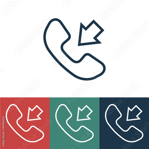 Linear vector icon with incoming call