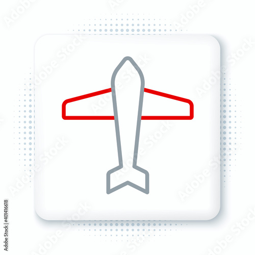 Line Jet fighter icon isolated on white background. Military aircraft. Colorful outline concept. Vector.
