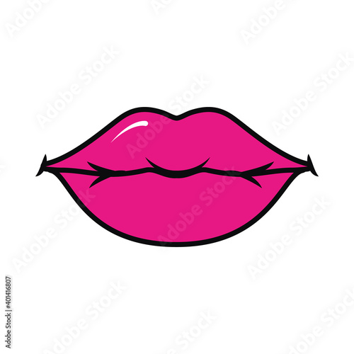 female pink lips icon, colorful design