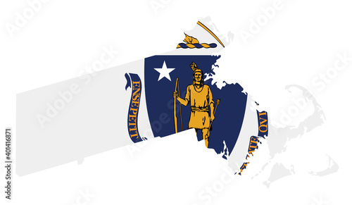 flag and silhouette of the state of Massachusetts