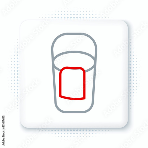 Line Bucket with rag icon isolated on white background. Cleaning service concept. Colorful outline concept. Vector.