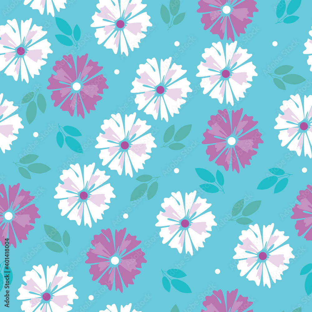 Botanical seamless pattern with flowers as texture, ornament, background, flat vector stock illustration with cute plants for printing on fabric, texture Botanical seamless pattern with flowers as texture, ornament, background, flat vector stock illustration with cute plants for printing on fabric, texture