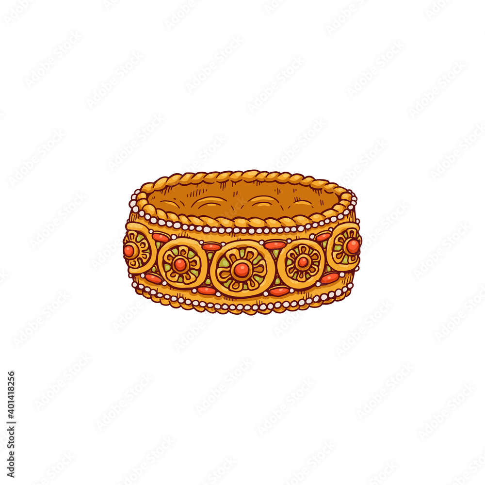 Vector icon of golden indian traditional female jewel for dhanteras holiday Vector icon of golden indian traditional female jewel for dhanteras holiday