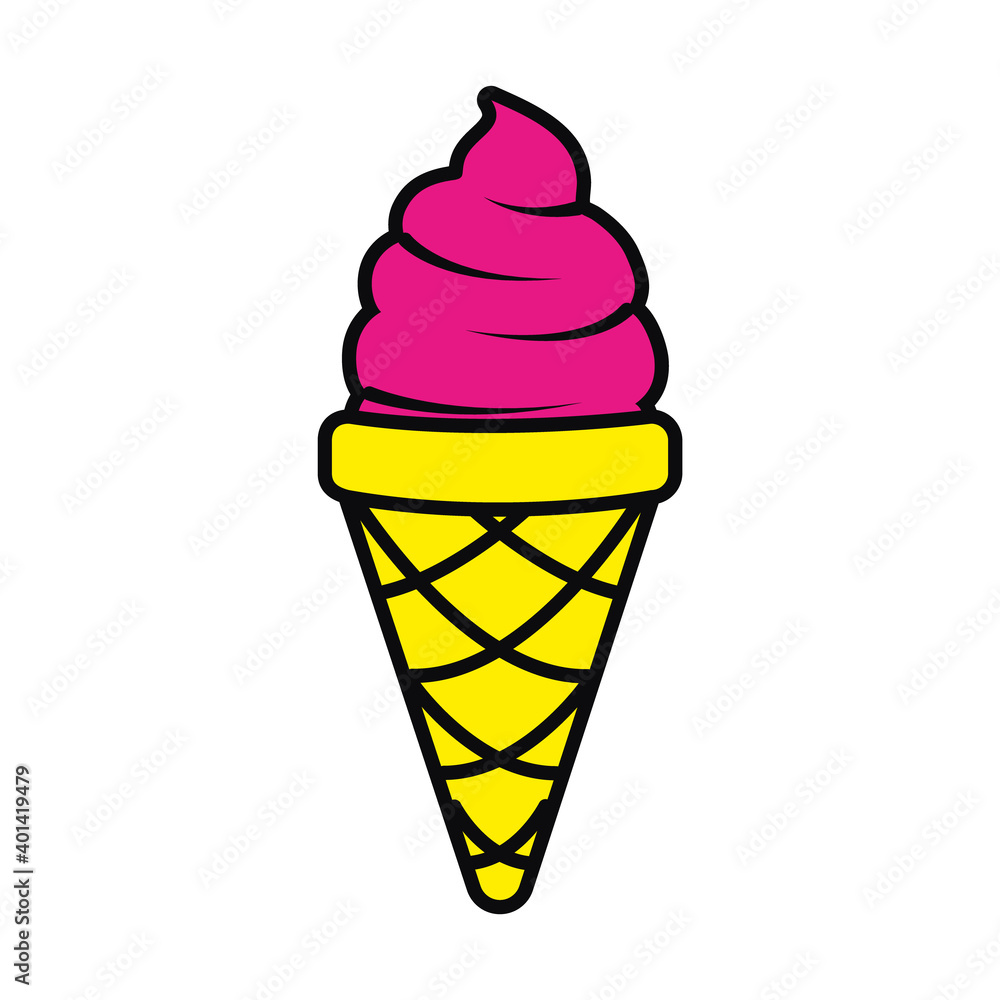 ice cream cone icon, colorful design