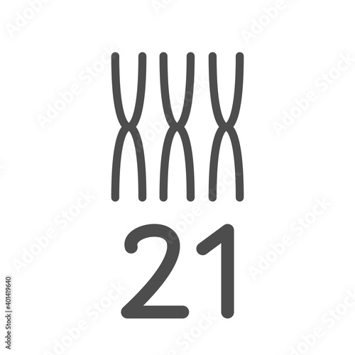 Awareness down syndrome month poster. Vector illustration. World down syndrome day solidarity concept. 21st of march. Three pairs of chromosomes. Number 21. EPS10.