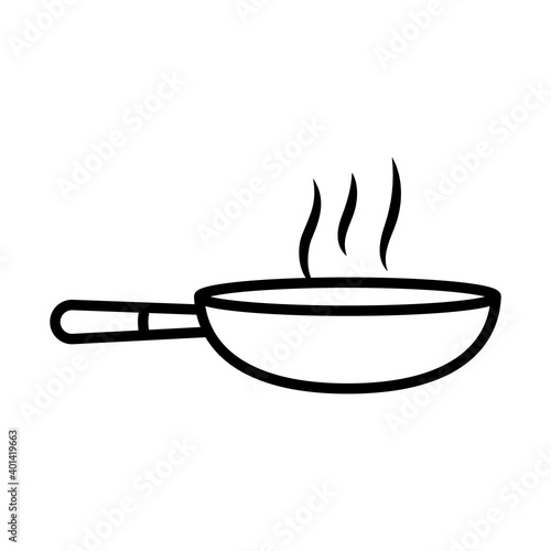 kitchen elements design, hot frying pan icon, line style