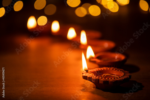 Canvas Print Diwali celebration with lights on Diwali day.