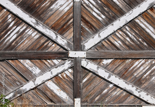old wooden door with cross pattern