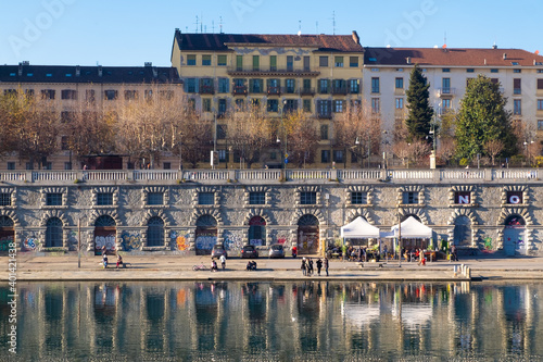 Photography Po riverside of Turin during autumn