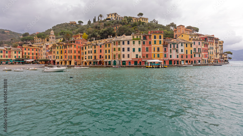 Colourful Houses in Portofino Italy at Winter