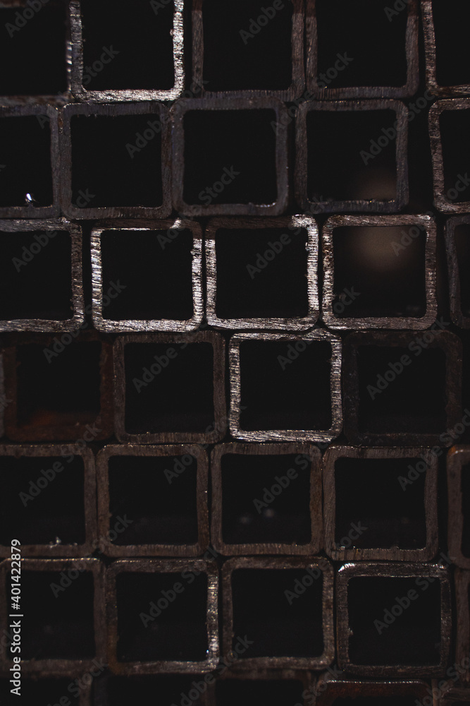 iron cut out squares macro image. iron cut out squares macro image.