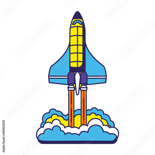 colored rocket launch icon with a white background