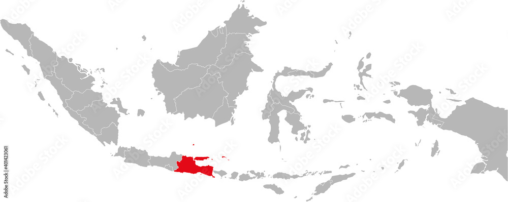 Jawa timur province isolated on indonesia map. Gray background. Business concepts and backgrounds.