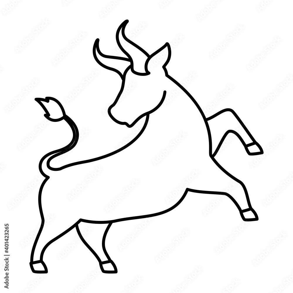 bull in two feet on a white background bull in two feet on a white background