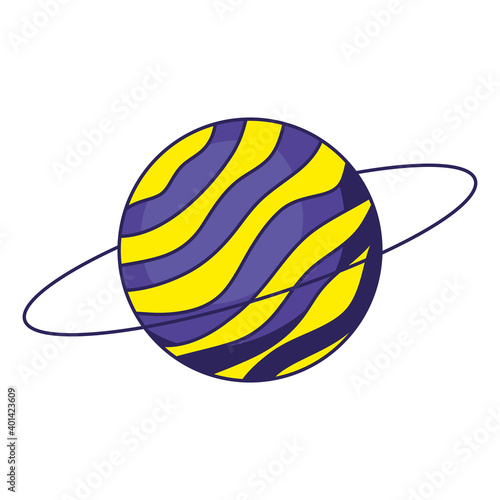 colored planet saturn on white background
