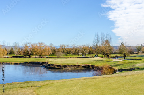 Golf course with gorgeous green and fantastic mountain view