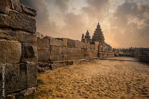 Ancient Shore temple of Mahabalipuram, Tamil Nadu, India