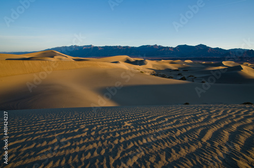 Sunrise and sand dunes near Stovepipe Wells  Death Valley National Park