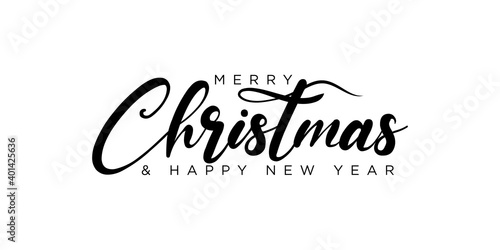 Merry Christmas black hand lettering inscription to winter holiday design. Creative typography for Holiday Greeting Gift Poar photo
