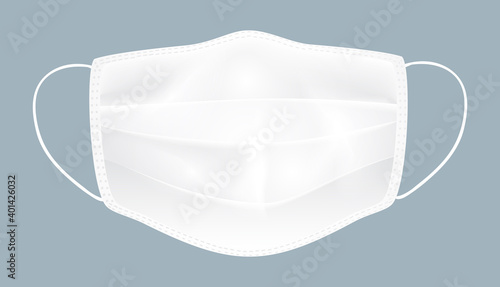 White medical mask on gray background, vector