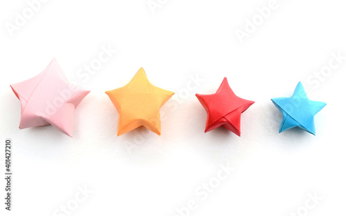 Fototapeta Naklejka Na Ścianę i Meble -  Four different origami stars on row