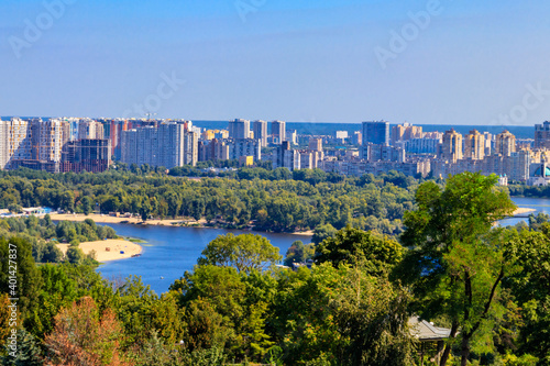 View of left bank of the Dnieper river in Kiev, Ukraine