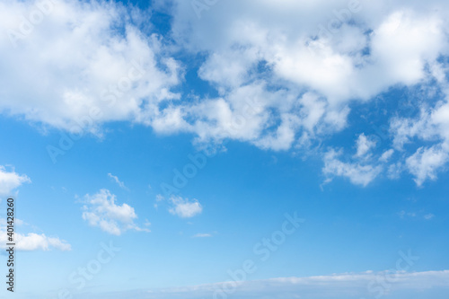 Blue sky. Stratocumulus clouds on blue sky background.