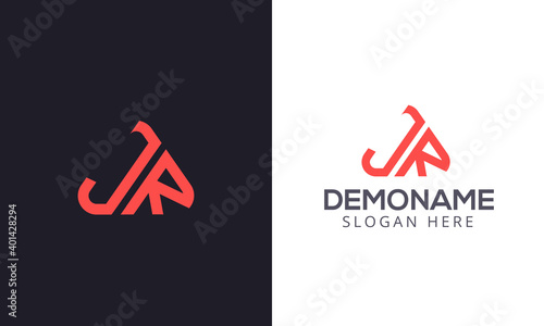 Initial Latter J and R monogram logo design vector. Linear creative minimal monochrome monogram symbol. Logo mark ,Latter mark, logotype elegant modern latter logo With Play Icon 
