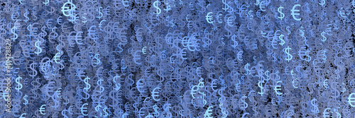 Abstract background with lots of dollar and euro symbols. Design concept on the topic of business. 3d render