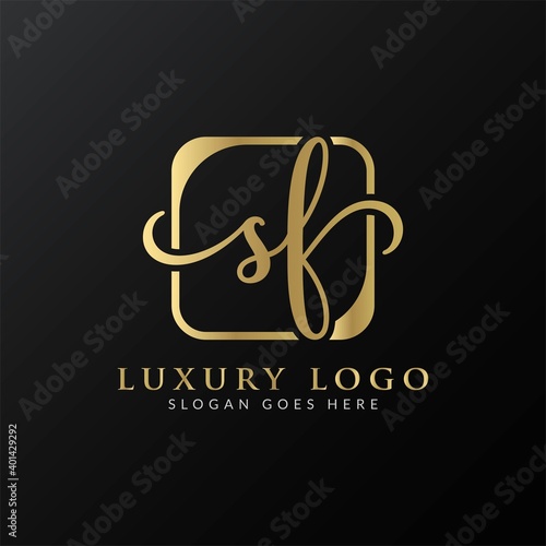 Initial SF letter Logo Design vector Template. Abstract Luxury Letter SF logo Design