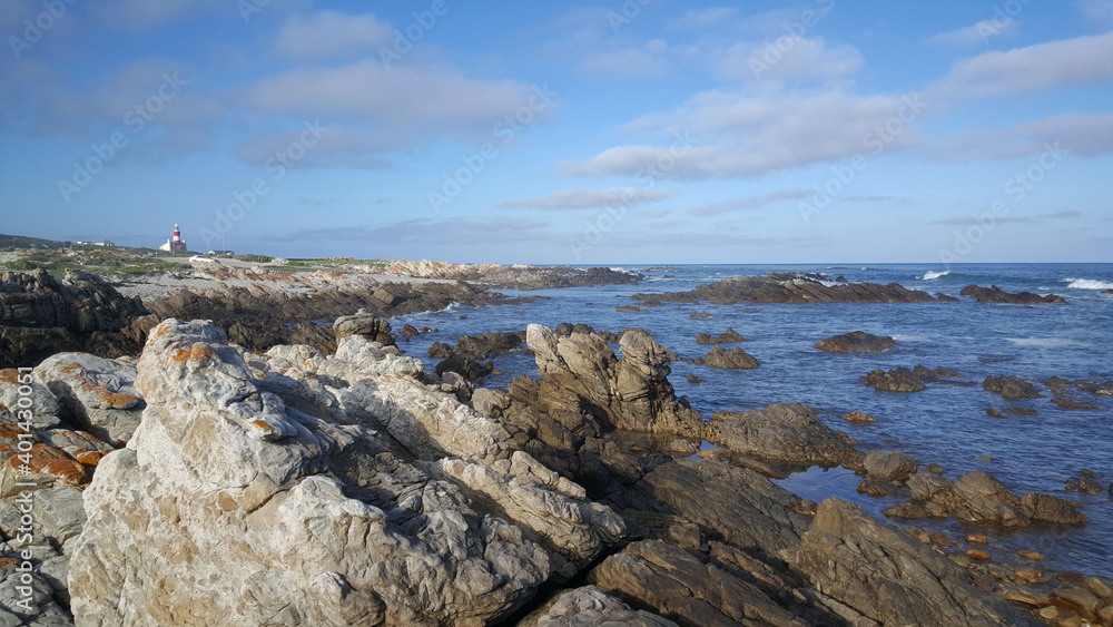 The rocky coast of Cape Agulhas in South Africa