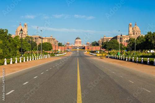 Government buildings at the end of the Raj Path - The King's Way. New Delhi.