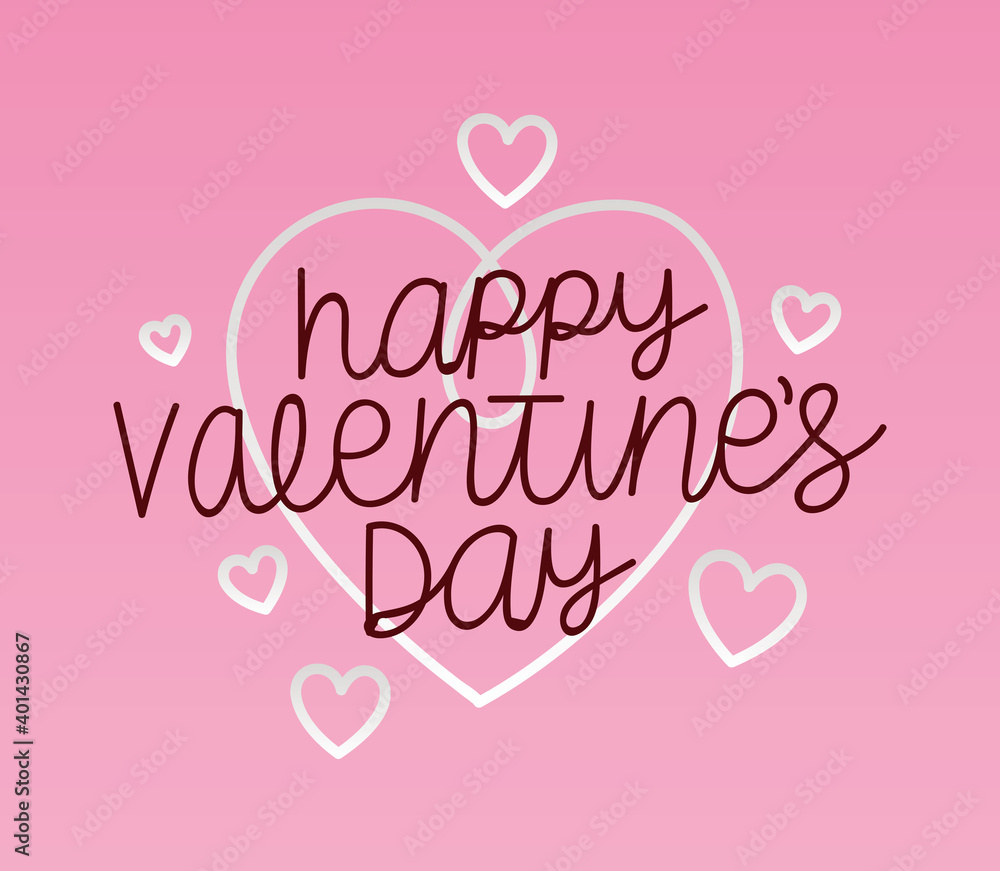 happy valentines day lettering over a pink background