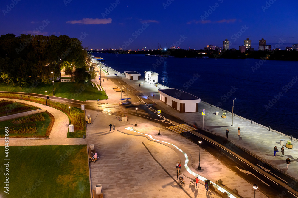 Mooring embankment of the Northern River Station, Moscow, Russian Federation, September 15, 2020