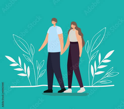 romantic cople in a green background photo