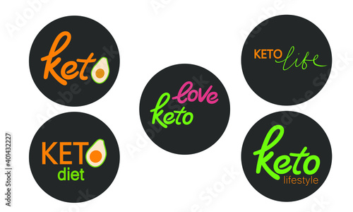 Ketogenic diet icon. Vector 100 percent weight loss keto diet label stamp