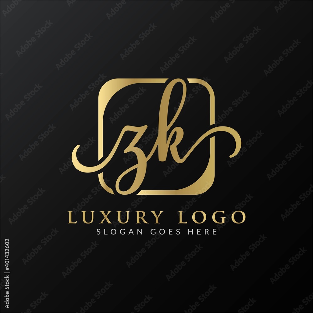 ZK Logo Design Vector Template. Initial Luxury Letter ZK Vector ...