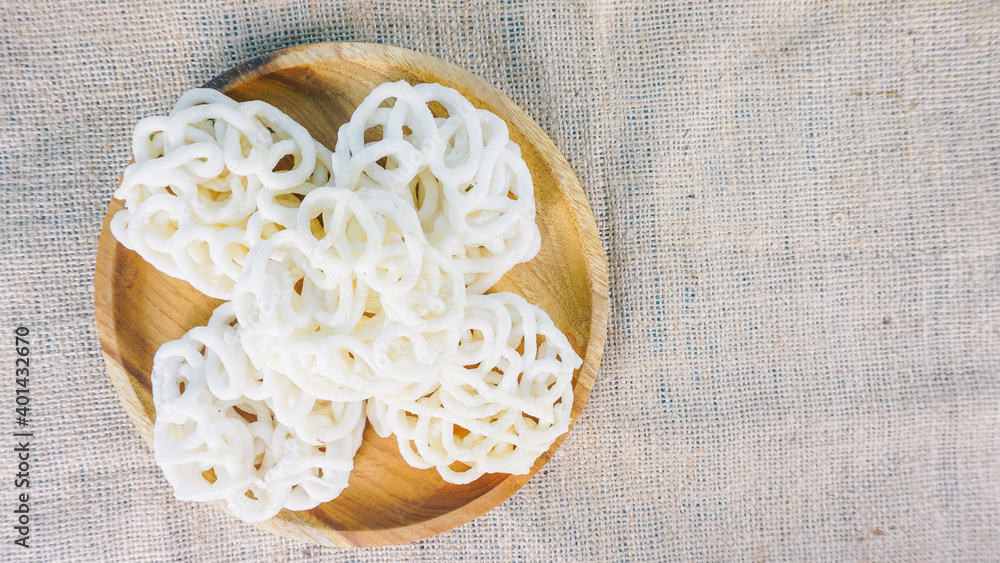 Kerupuk putih, Indonesian favourite crackers. Kerupuk putih, Indonesian favourite crackers.