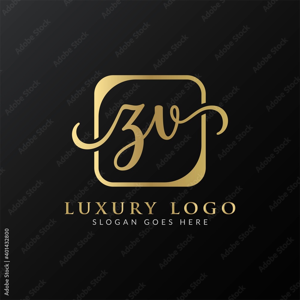 ZV Logo Design Vector Template. Initial Luxury Letter ZV Vector Illustration ZV Logo Design Vector Template. Initial Luxury Letter ZV Vector Illustration
