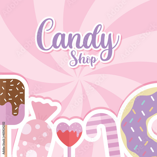 candy ship lettering with set of candys