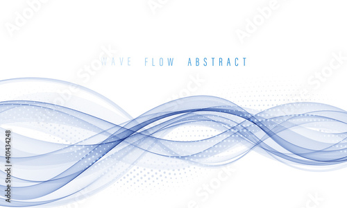 Abstract blue lines on a white background. Curved wavy smooth lines Design element.